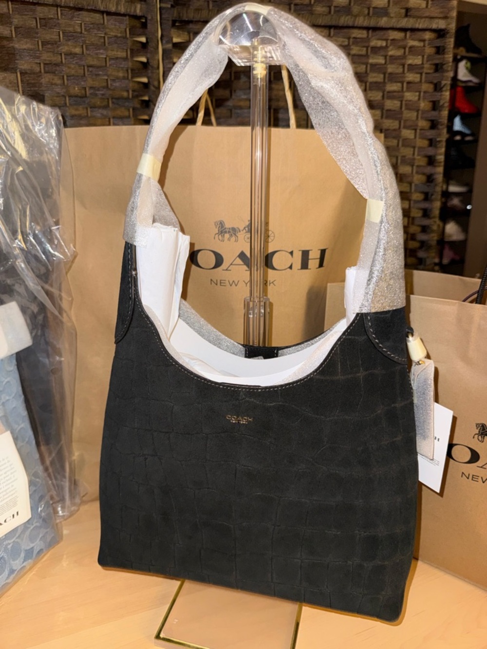 Coach Brooklyn Shoulder bag 28 in Croc embossed & Dust bag - Picture 5 of 10